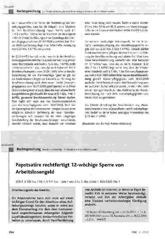 Vorschauseite 6: Zur (Wieder-)Erteilung der Berufsbezeichnung alten Rechts als »Krankenschwester«