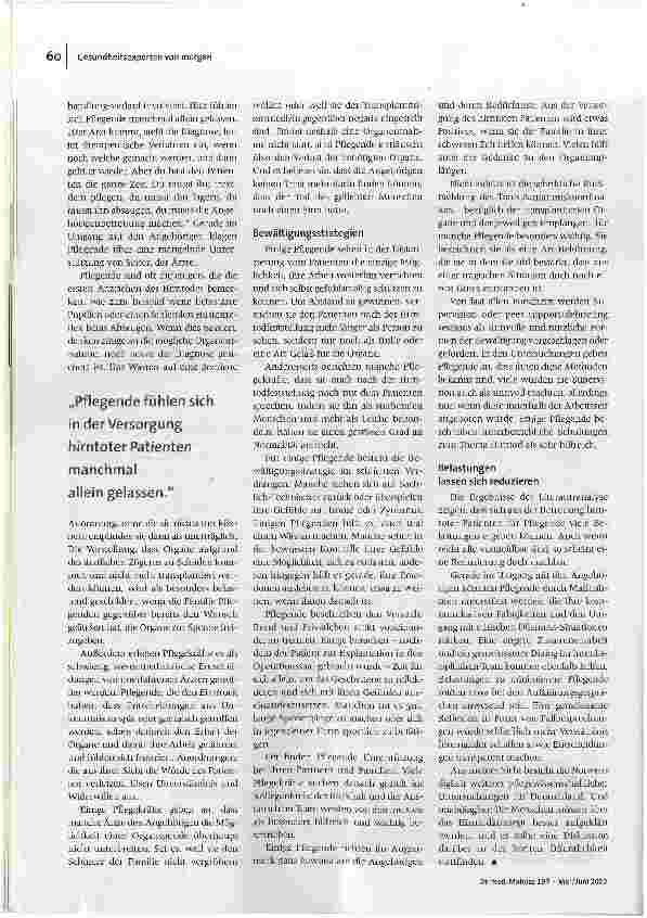 Vorschauseite 3: Die Pflege hirntoter Menschen