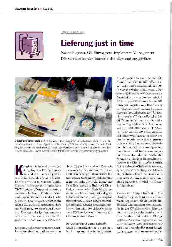Vorschauseite 1: Lieferung just in time