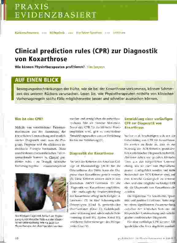 Vorschauseite 1: Clinical prediction rules (CPR) zur Diagnostik von Koxarthrose