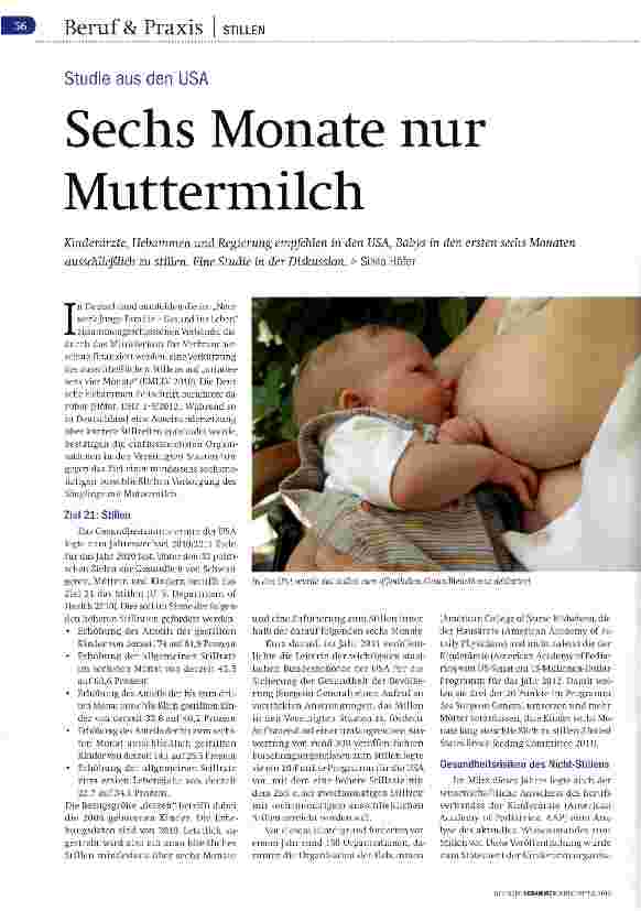 Vorschauseite 1: Studie aus den USASechs Monate nur Muttermilch
