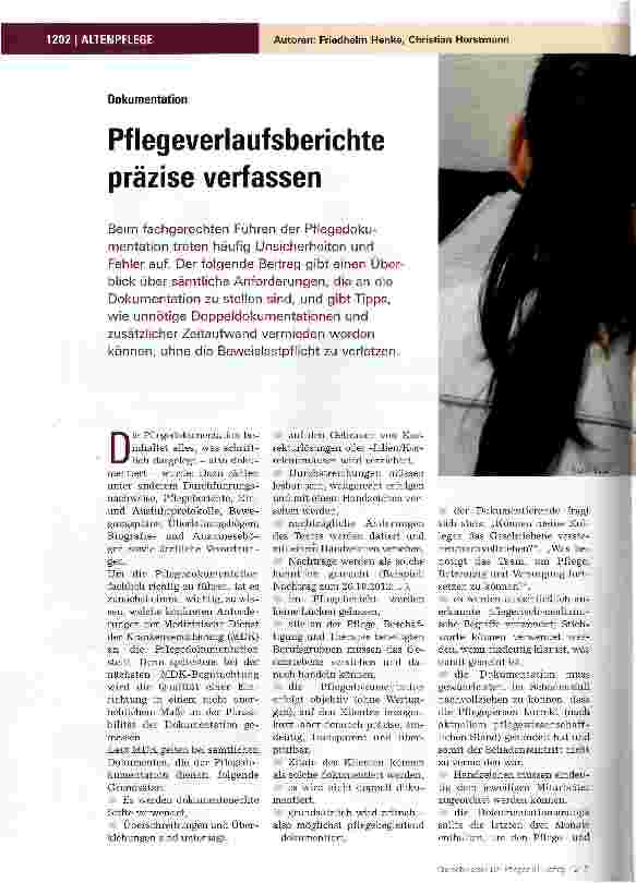 Vorschauseite 1: Pflegeverlaufsberichte präzise verfassen