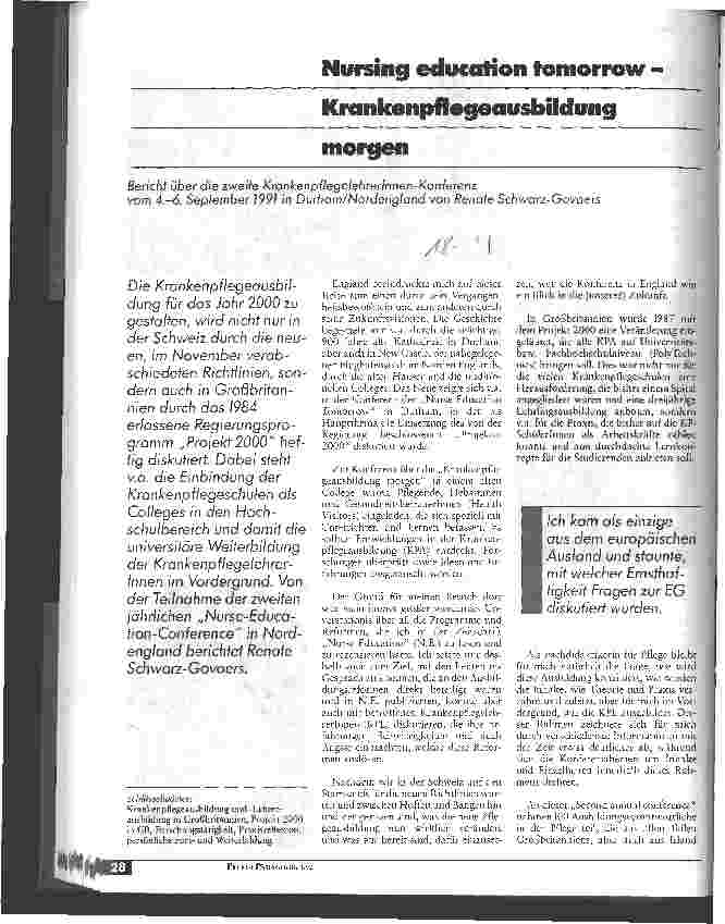 Vorschauseite 1: Nursing education tomorrow - Krankenpflegeausbildung morgen
