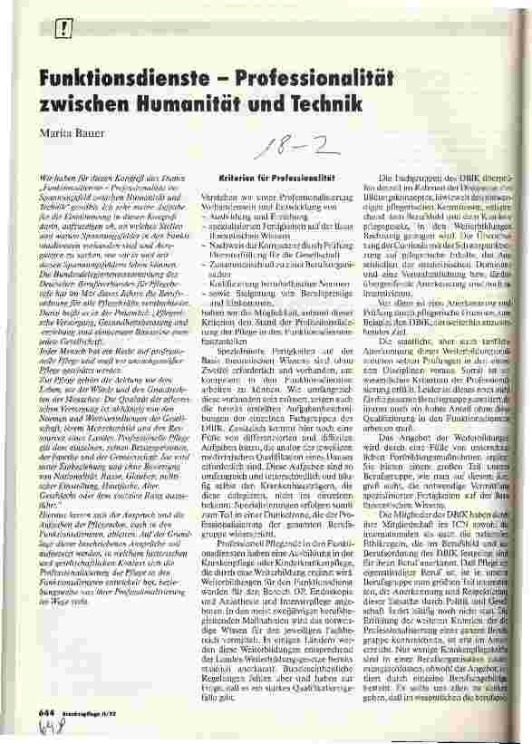 Vorschauseite 1: Funktionsdienste - Professionalität zwischen Humanität und Technik