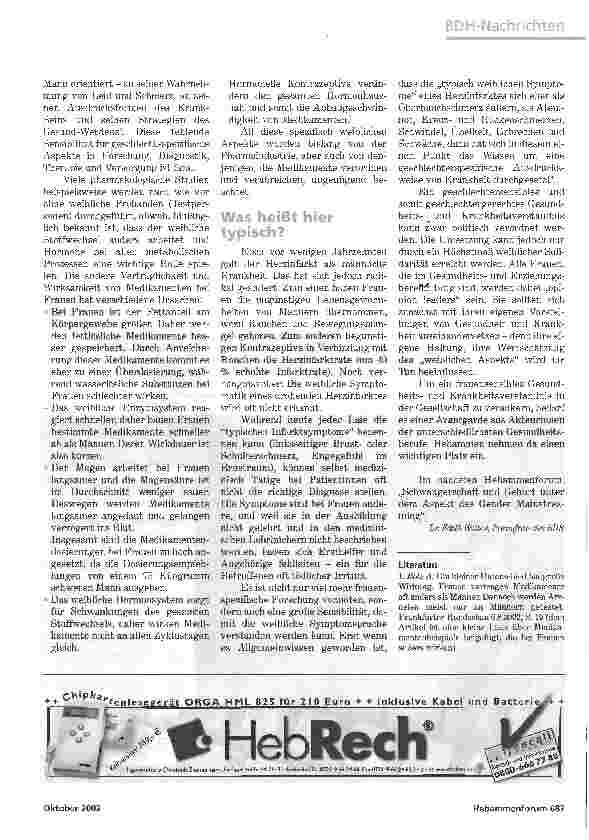 Vorschauseite 2: GENDER MAINSTREAMING (2)FRAUEN SIND ANDERS KRANK ALS MÄNNER