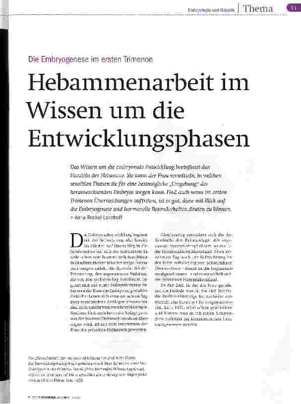 Vorschauseite 1: Hebammenarbeit im Wissen um die Entwicklungsphasen