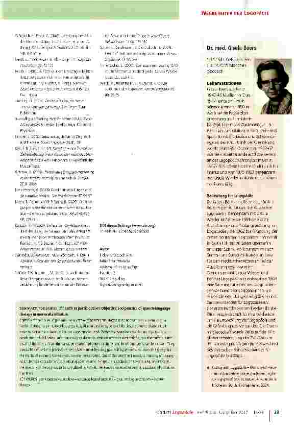 Vorschauseite 6: Wiederherstellung der Gesundheit oder Teilhabe? Ziel und Umsetzung der Logopädie in der stationären Neurorehabilitation