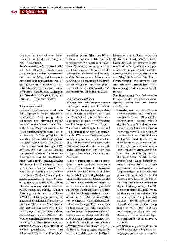 Vorschauseite 4: Schmerzen, Sturzangst und funktioneile Fähigkeiten von Menschen in Pflegeheimen -eine Ouerschnittsstudie