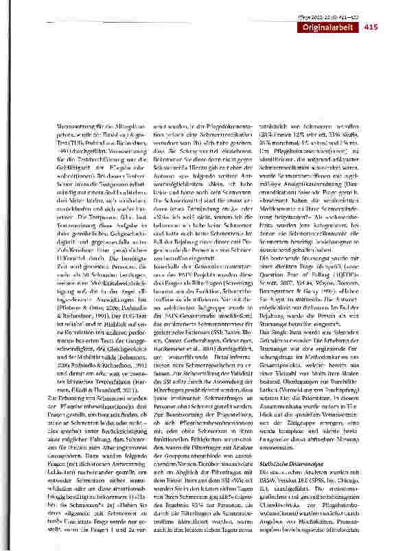 Vorschauseite 5: Schmerzen, Sturzangst und funktioneile Fähigkeiten von Menschen in Pflegeheimen -eine Ouerschnittsstudie