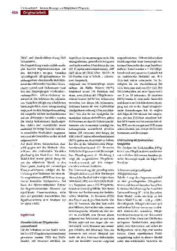 Vorschauseite 6: Schmerzen, Sturzangst und funktioneile Fähigkeiten von Menschen in Pflegeheimen -eine Ouerschnittsstudie