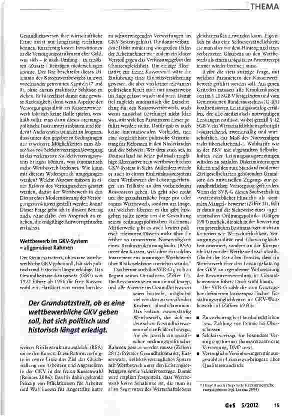 Vorschauseite 2: Kassenwettbewerb und neue Versorgungsformen