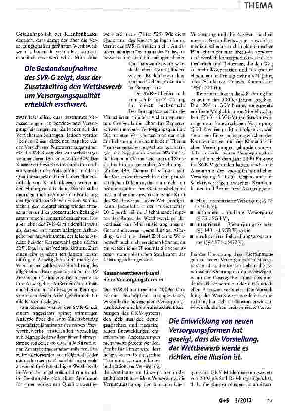Vorschauseite 4: Kassenwettbewerb und neue Versorgungsformen