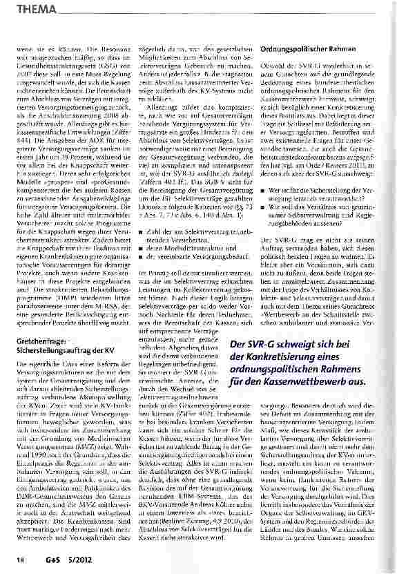 Vorschauseite 5: Kassenwettbewerb und neue Versorgungsformen