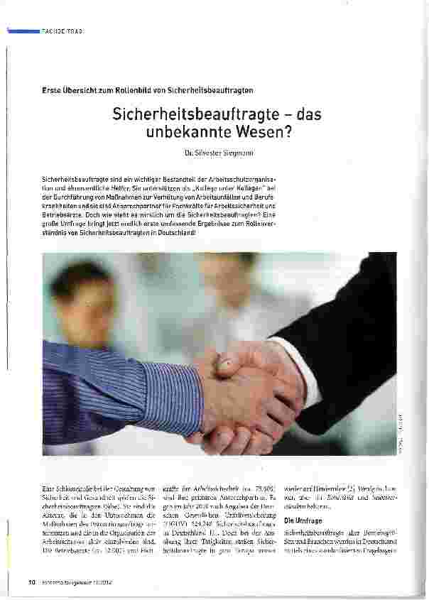 Vorschauseite 1: Sicherheitsbeauftragte - das unbekannte Wesen?
