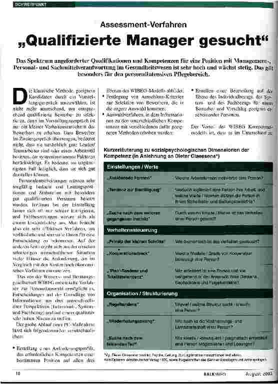 Vorschauseite 1: Assessment-Verfahren Qualifizierte Manager gesucht
