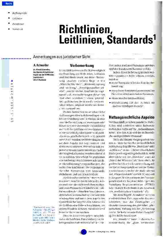 Vorschauseite 1: Richtlinien, Leitlinien, Standards Anmerkungen aus juristischer Sicht