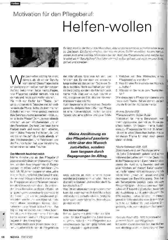 Vorschauseite 1: Motivation für den Pflegeberuf: Helfen-wollen