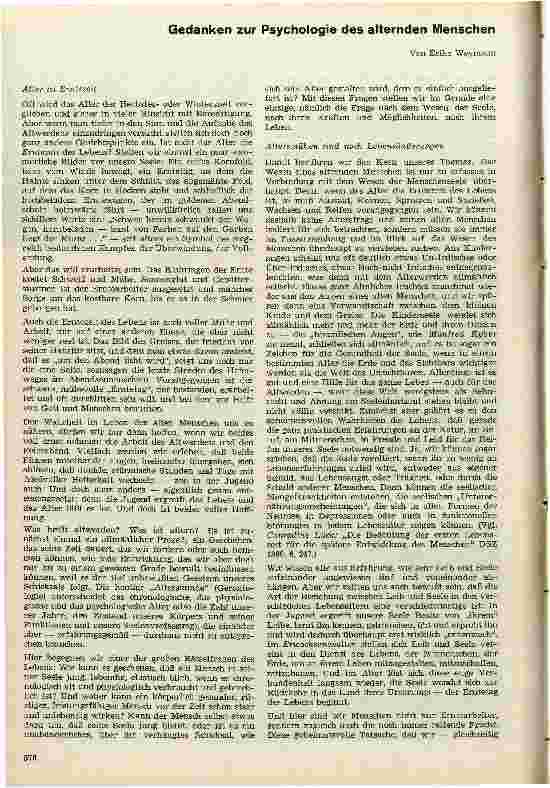 Vorschauseite 1: Gedanken zur Psychologie des alternen Menschen