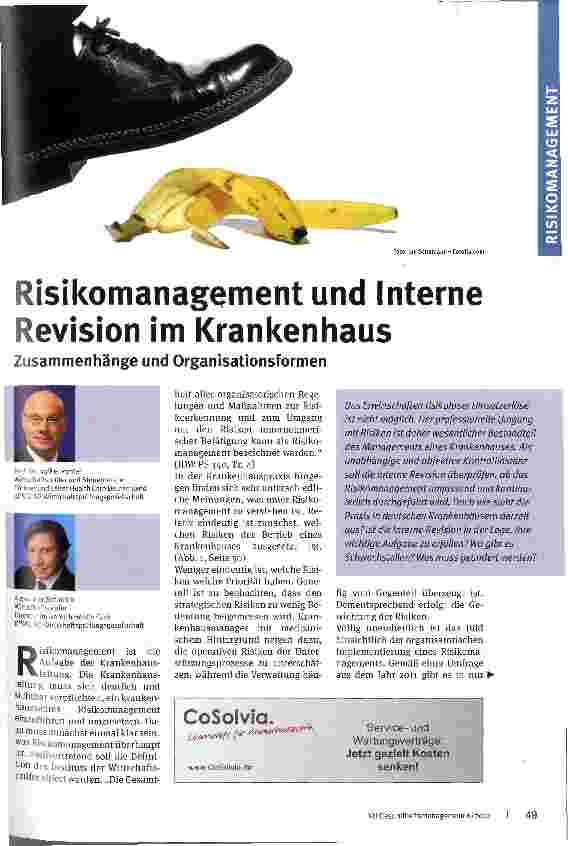 Vorschauseite 1: Risikomanagement und Interne Revision im KrankenhausZusammenhänge und Organisationsformen