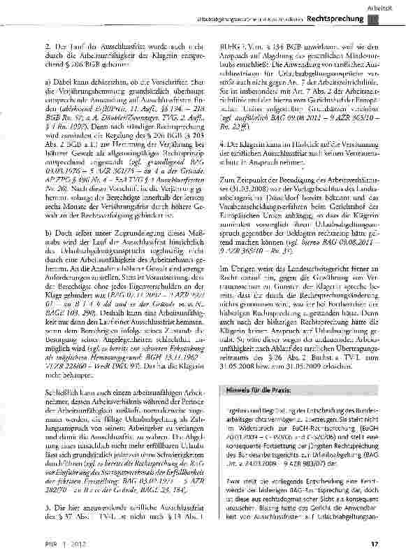 Vorschauseite 4: Urlaubsabgeltungsansprüche und Ausschlussfristen TV-L § 37 Abs. 1; BurlG § 3 Abs. 1, § 7 Abs. 3 Satz 3, § 13 Abs. 1 Satz 1
