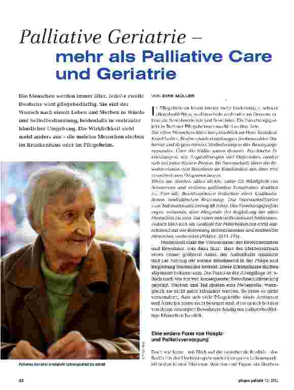 Vorschauseite 1: Palliative Geriatrie - mehr als Palliative Care und Geriatrie