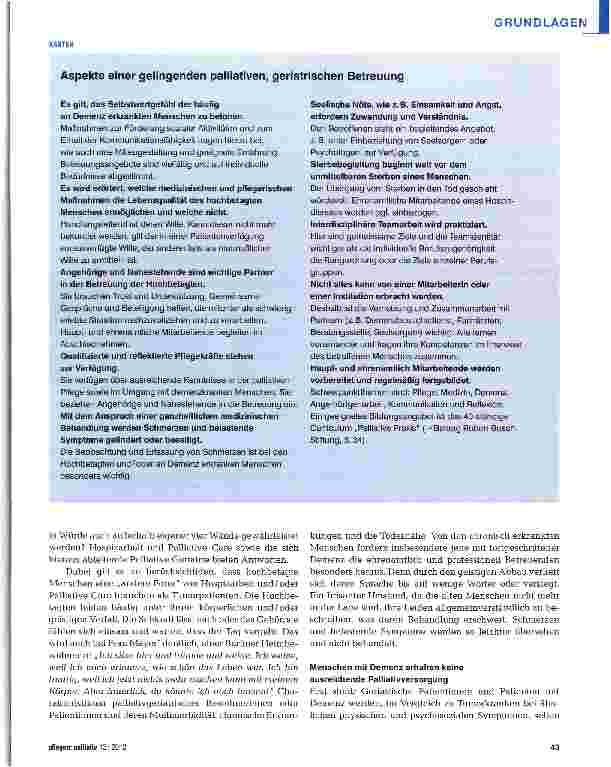 Vorschauseite 2: Palliative Geriatrie - mehr als Palliative Care und Geriatrie