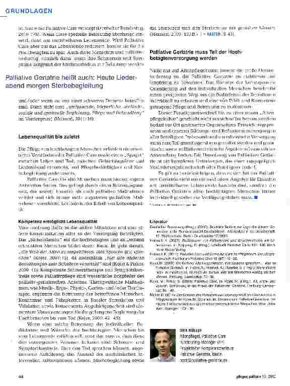 Vorschauseite 3: Palliative Geriatrie - mehr als Palliative Care und Geriatrie