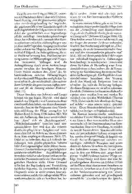 Vorschauseite 2: Evidence-based Nursing and Caring — Ein Diskussionsbeitrag zur Fundierung und Reichweite interner Evidenz in der Pflege