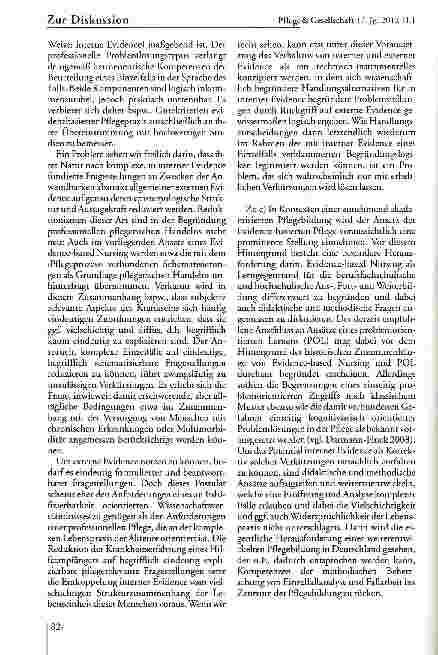Vorschauseite 4: Evidence-based Nursing and Caring — Ein Diskussionsbeitrag zur Fundierung und Reichweite interner Evidenz in der Pflege