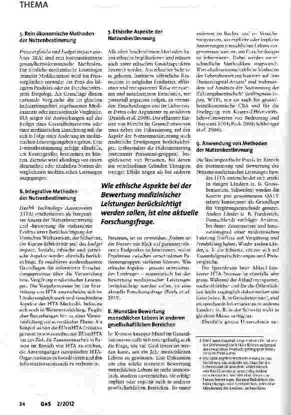 Vorschauseite 5: Methoden zur Bestimmung von Nutzen bzw. Wert medizinischer Leistungen und ihre ethischen Implikationen