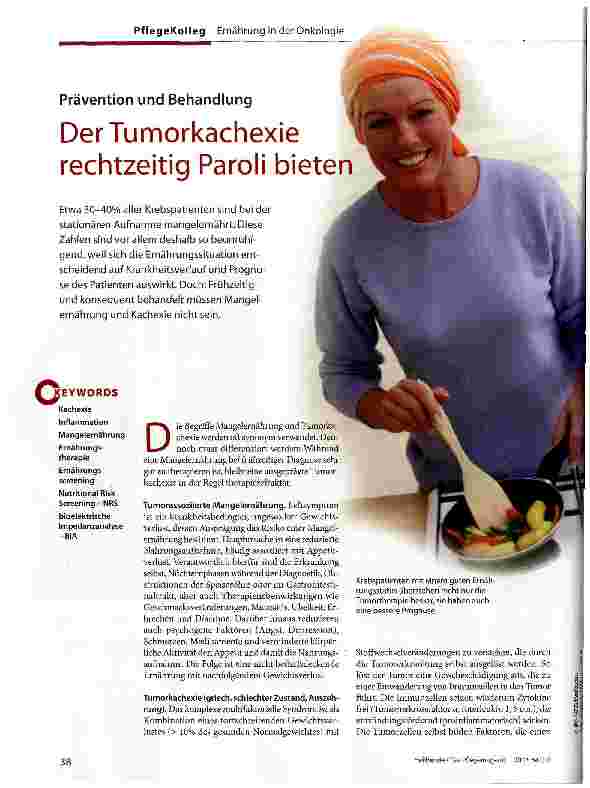 Vorschauseite 1: Der Tumorkachexie rechtzeitig Paroli bieten