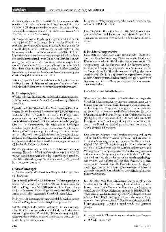Vorschauseite 3: Für eine Strukturreform der Pflege(ver)sicherung