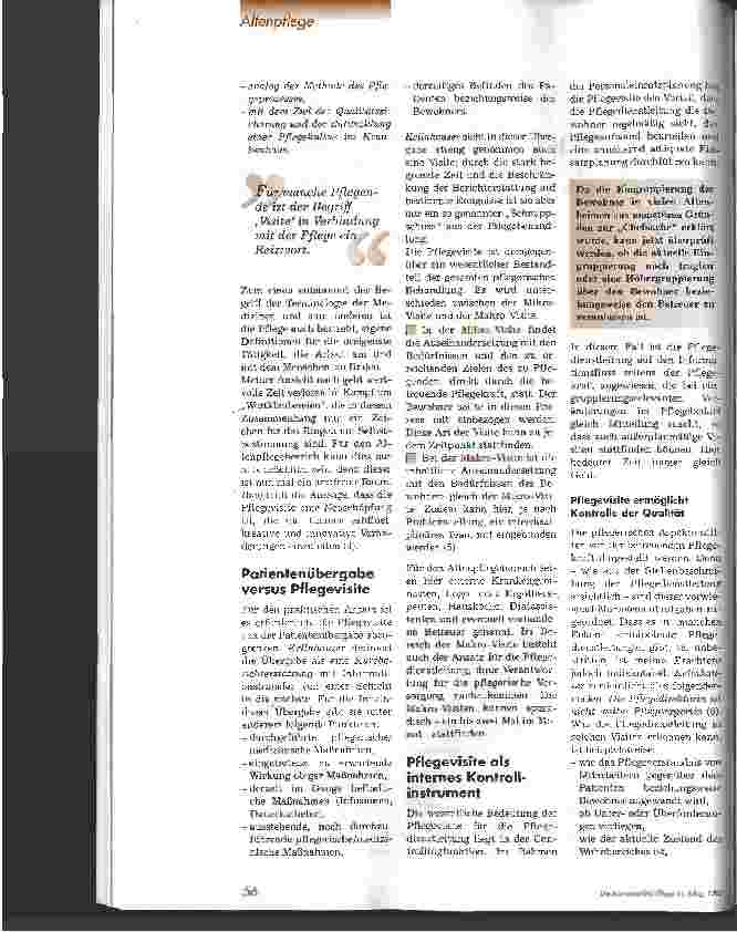 Vorschauseite 2: Bedeutung der Pflegevisite im Alten-/Pflegeheim