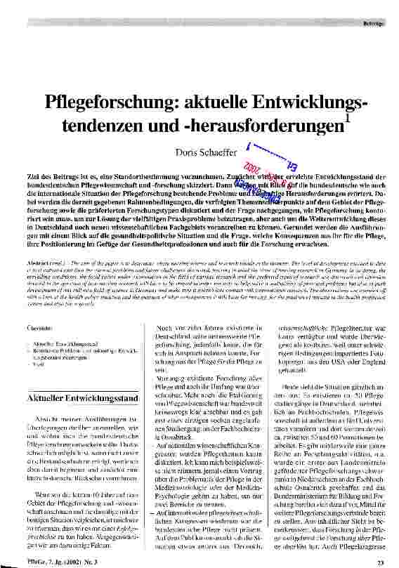 Vorschauseite 1: Pflegeforschung: aktuelle Entwicklungstendenzen und -herausforderungen