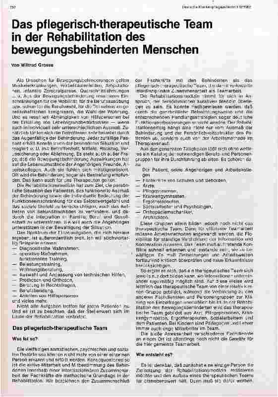 Vorschauseite 1: Das pflegerisch-therapeutische Team in der Rehabilitation des bewegungsbehinderten Menschen