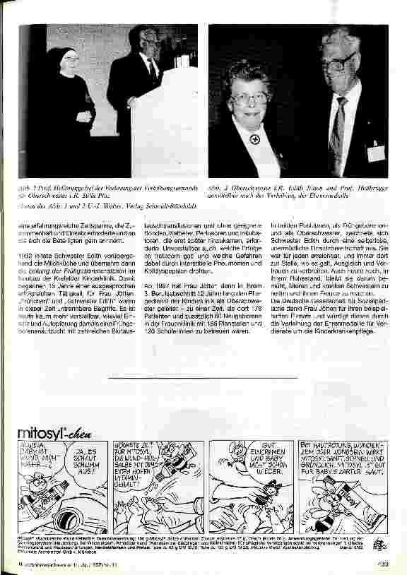 Vorschauseite 2: Verleihung der Ehrenmedaille für Verdienste um die Kinderkrankenpflege Hamburg 1992