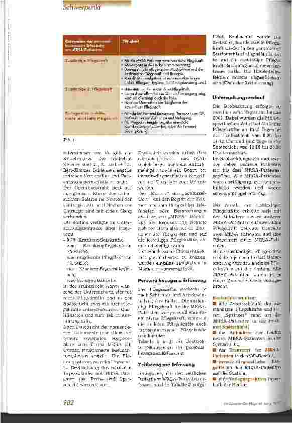 Vorschauseite 3: Arbeitsabläufe bei der Pflege von MRSA-Erkrankten Teil 1: Studie am Universitätsklinikum Gießen