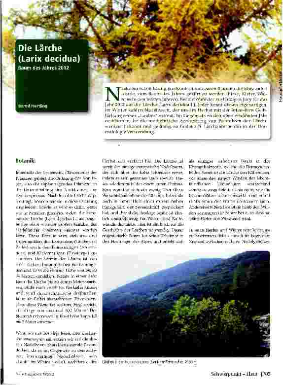 Vorschauseite 1: Die Lärche (Larix decidua)Baum des Jahres 2012