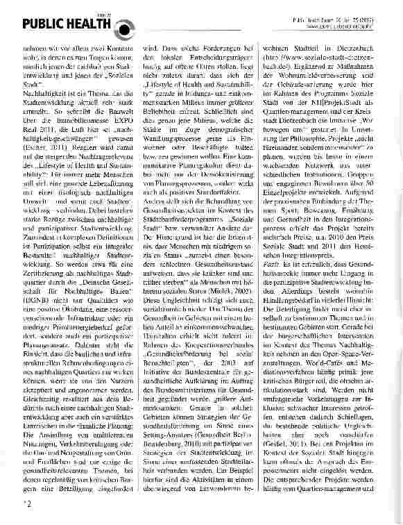 Vorschauseite 2: Gesundheitsaspekte in der partizipativen Stadtentwicklung