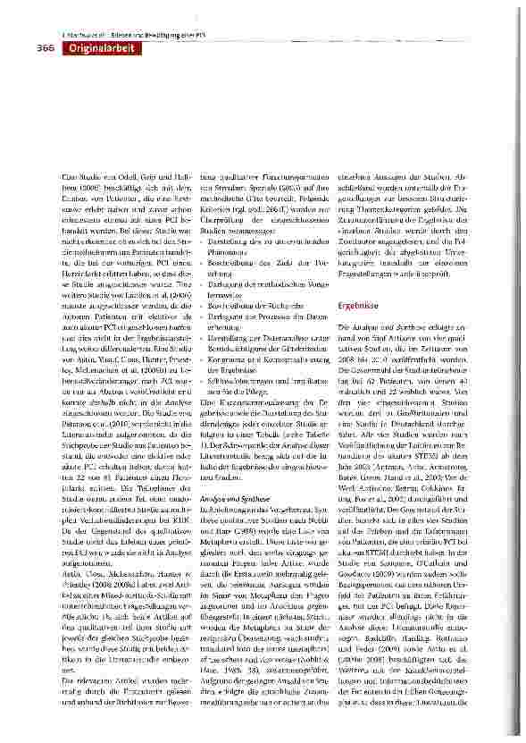 Vorschauseite 4: Das Erleben und die Bewältigung einer primären Koronarintervention: Eine Literaturstudie qualitativer Forschungsarbeiten