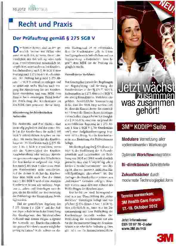Vorschauseite 1: Der Prüfauftrag gemäß § 275 SGB V