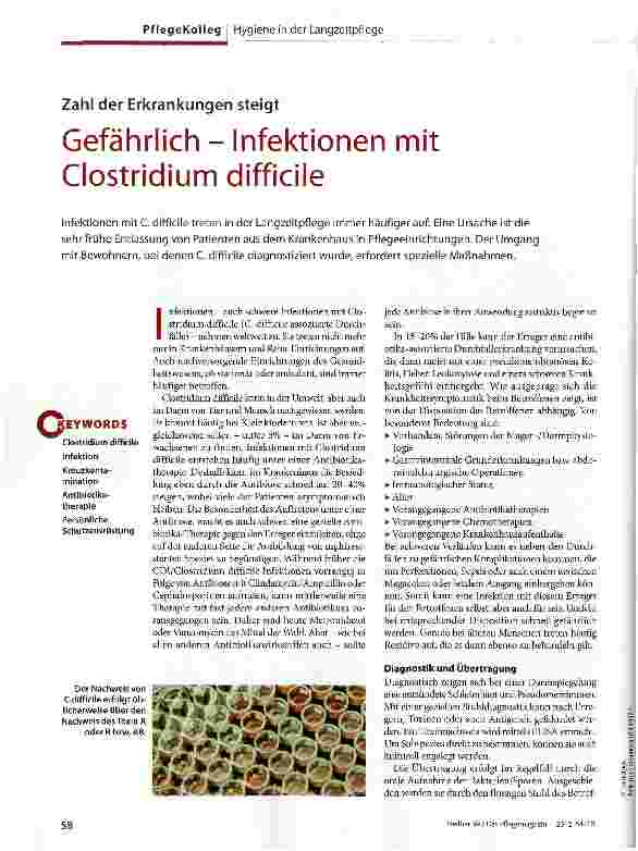 Vorschauseite 1: Gefährlich - Infektionen mit Clostridium difficile