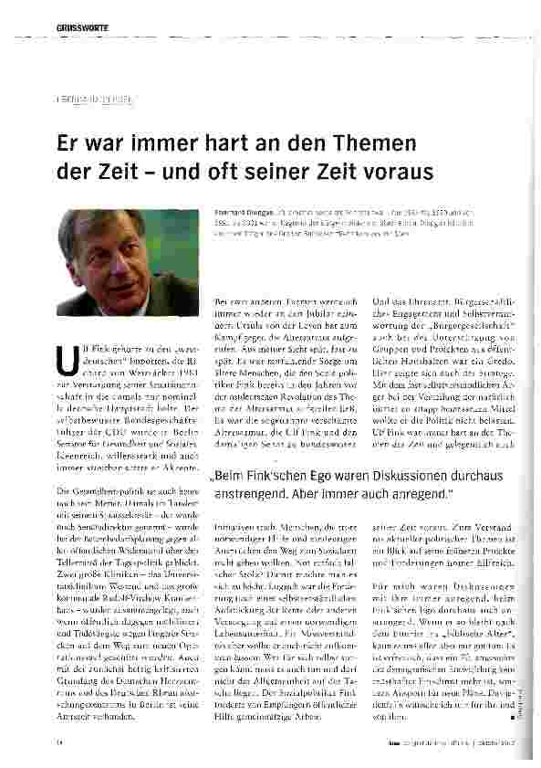 Vorschauseite 1: Er war immer hart an den Themen der Zeit - und oft seiner Zeit voraus