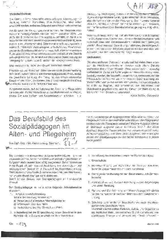 Vorschauseite 1: Das Berufsbild des Sozialpädagogen im Altenund Pflegeheim