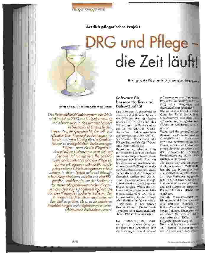 Vorschauseite 1: DRG und Pflege - die Zeit läuft!
