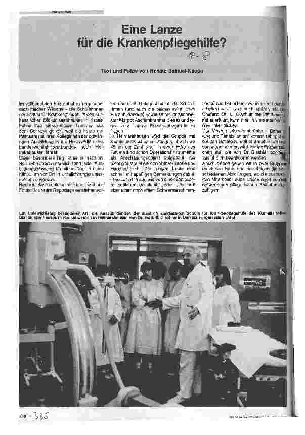 Vorschauseite 1: Eine Lanze für die Krankenpflegehilfe?