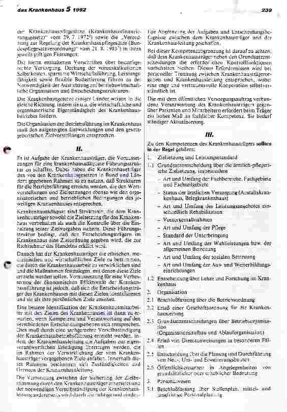 Vorschauseite 2: Grundsätze für die Organisation der Krankenhausführung Aktualisierte Fassung vom 11. März 1992