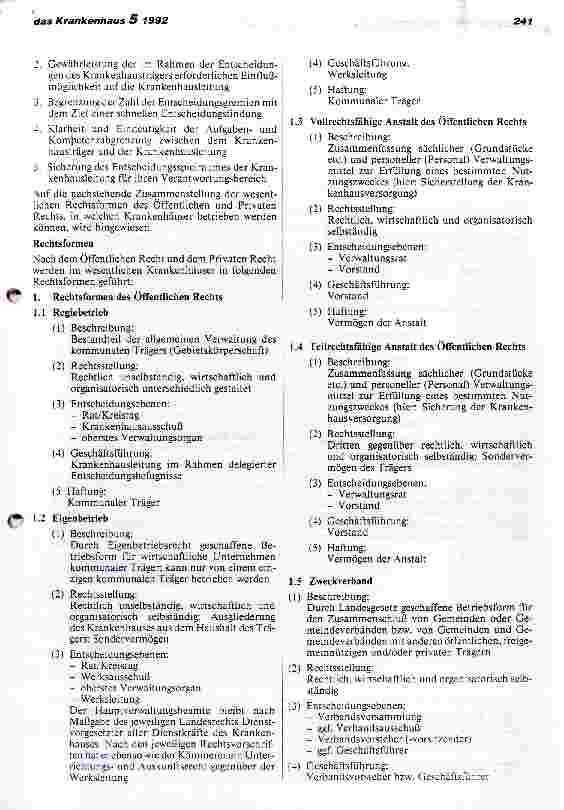 Vorschauseite 4: Grundsätze für die Organisation der Krankenhausführung Aktualisierte Fassung vom 11. März 1992