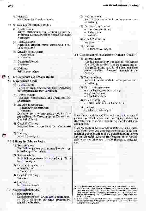 Vorschauseite 5: Grundsätze für die Organisation der Krankenhausführung Aktualisierte Fassung vom 11. März 1992
