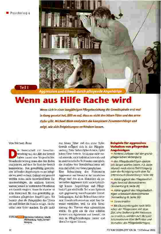 Vorschauseite 1: Wenn aus Hilfe Rache wird - Teil 1 Aggression und Gewalt durch pflegende Angehörige
